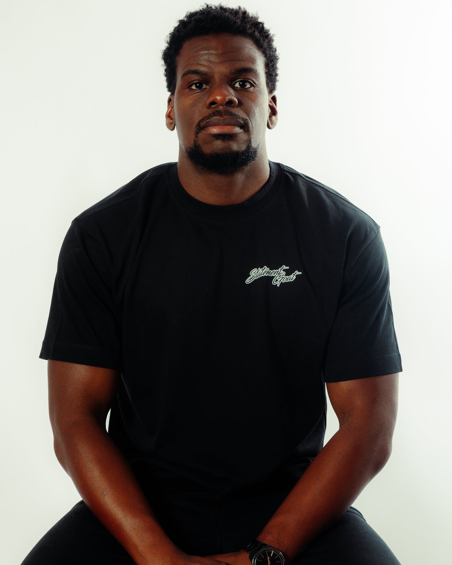 Black Statement Goat T-shirt - White logo