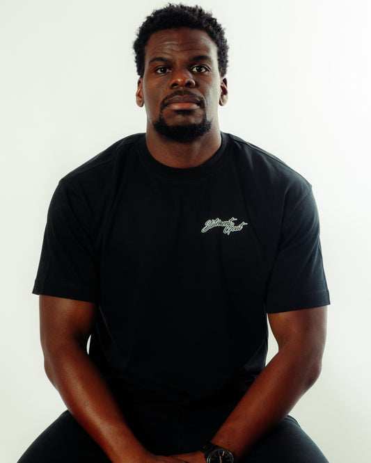 Black Statement Goat T-shirt - White logo