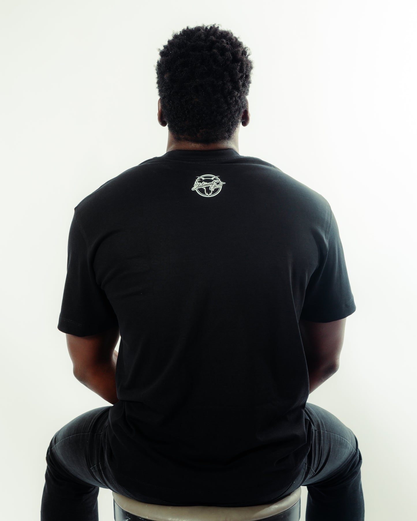 Black Statement Goat T-shirt - White logo
