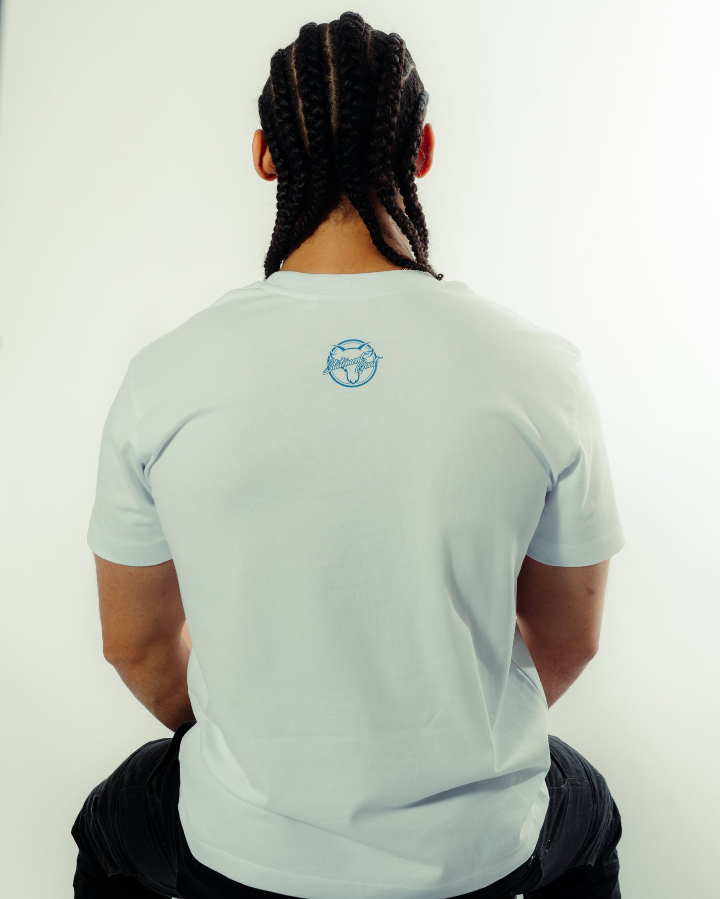 White Statement Goat T-shirt - Blue logo