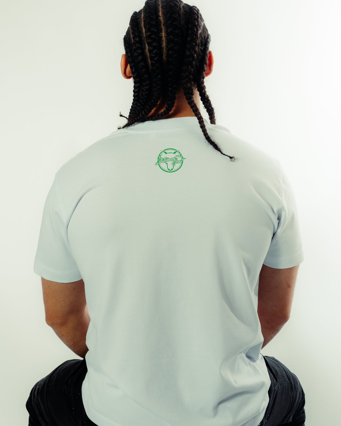 White Statement Goat T-shirt - Green logo