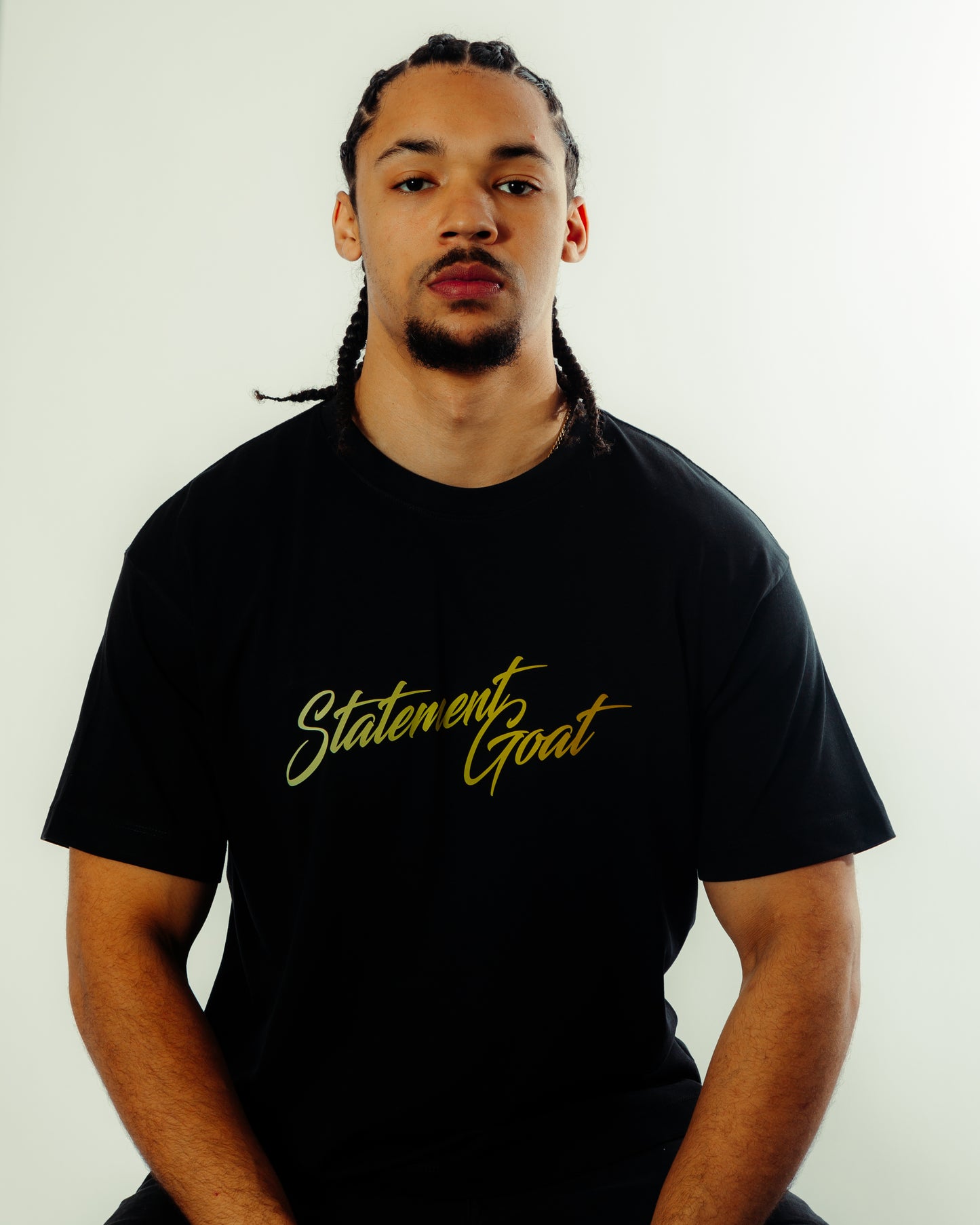 Black Statement Goat T-shirt - Gold logo