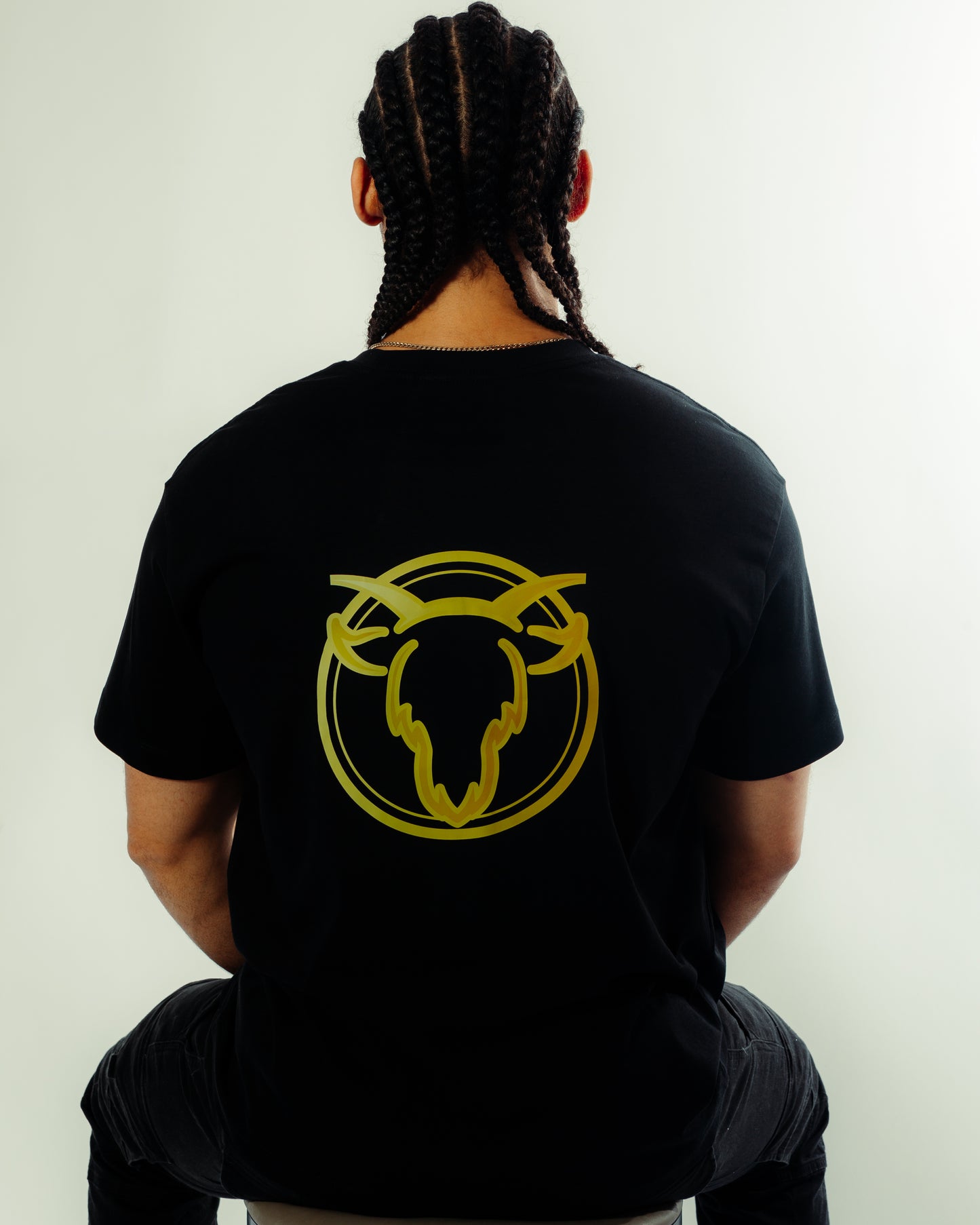Black Statement Goat T-shirt - Gold logo