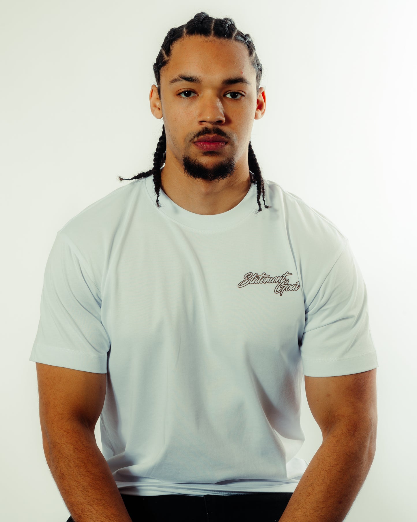 White Statement Goat T-shirt - Brown logo