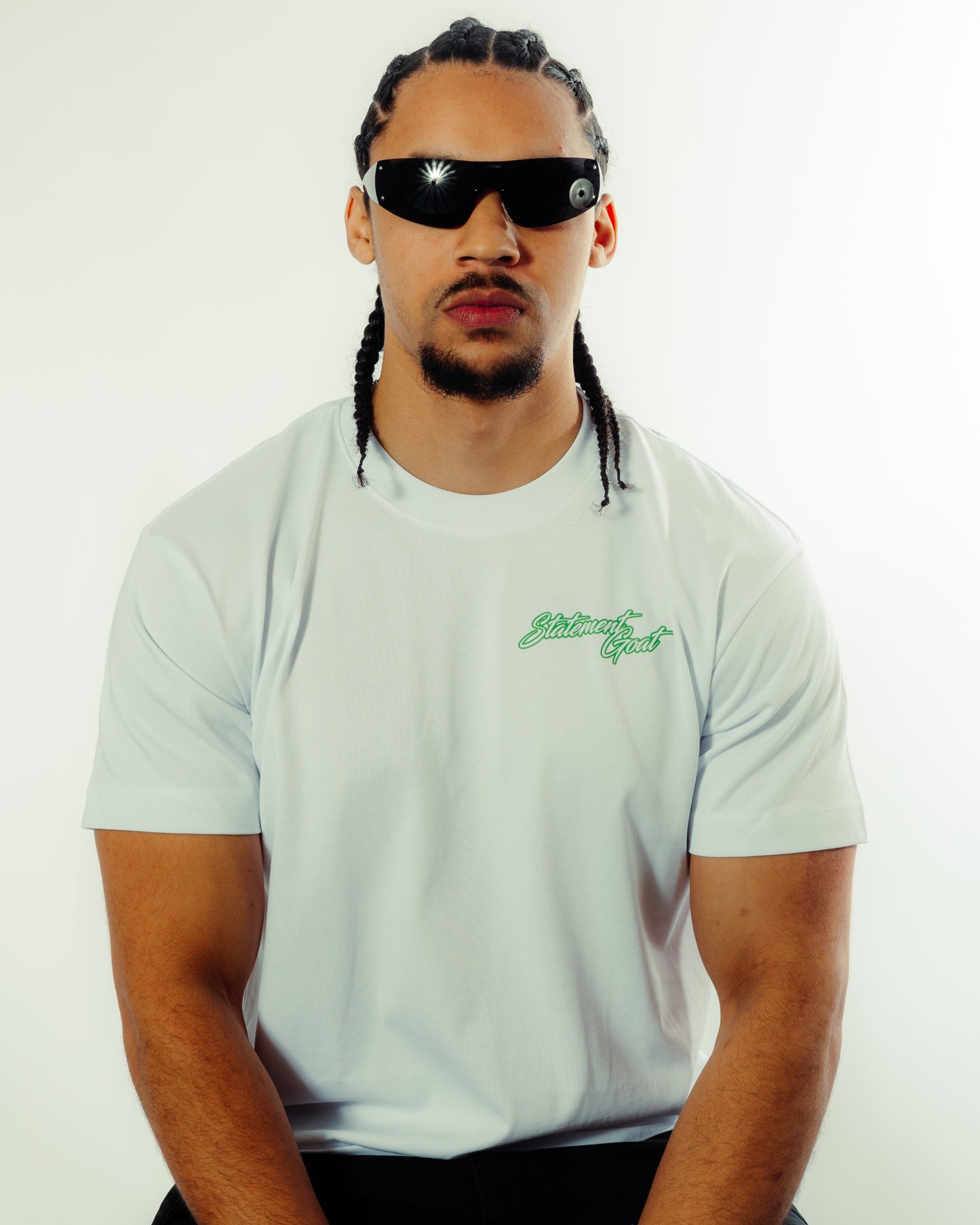 White Statement Goat T-shirt - Green logo