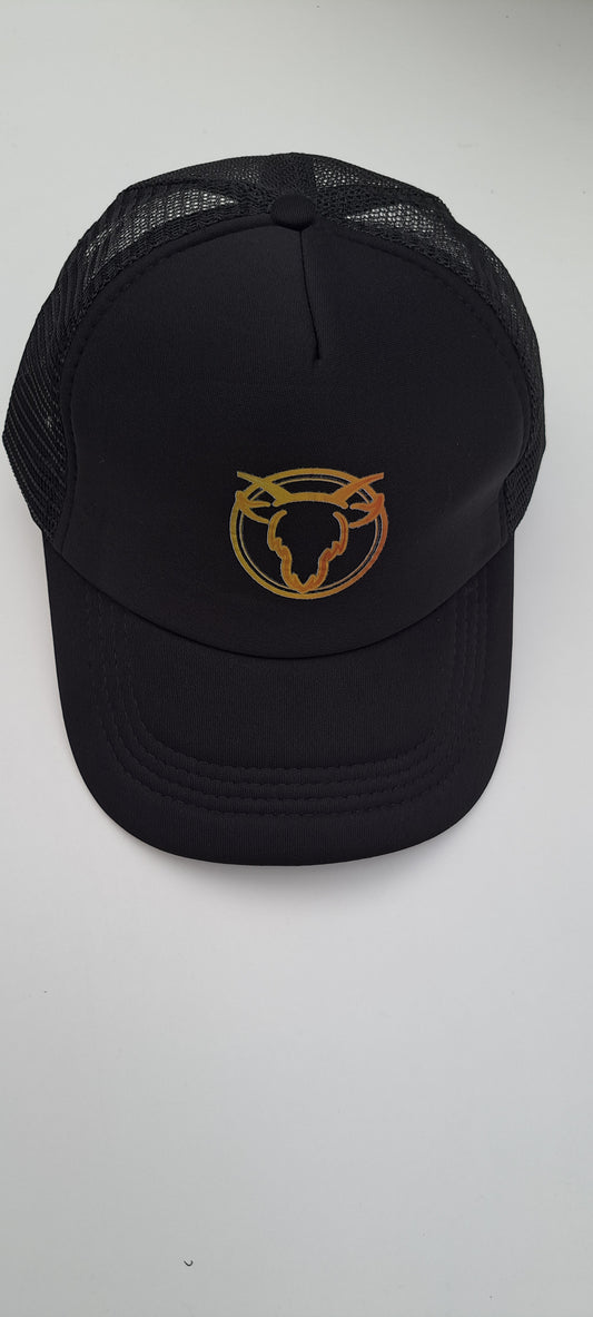 Black Statement Goat Cap with Gold logo